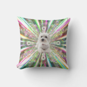 Light Speed Westie Terrier Dog Throw Pillow