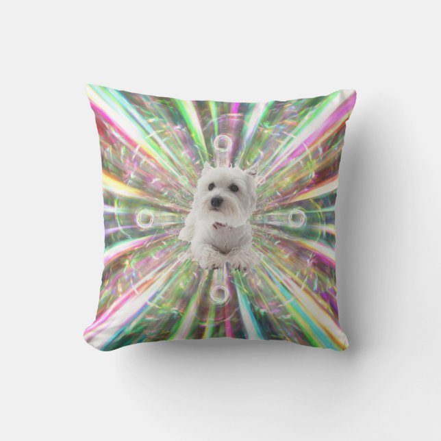 Light Speed Westie Terrier Dog Throw Pillow (Front)