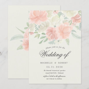 light spring floral pastel wedding invitation