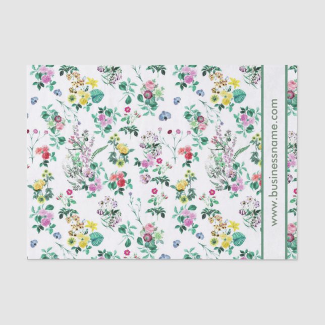 Light Spring Floral Pattern Custom Text Tissue Paper (Front)