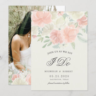 light spring floral Photo Save The Date Invitation