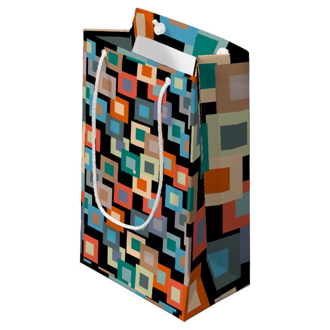 Light Squares on Dark Small Gift Bag (Front Angled)