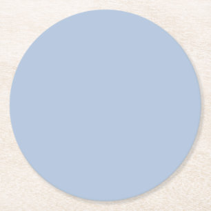 Light Steel Blue Solid Colour Round Paper Coaster