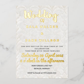 Light Stone Tan Wedding Foil Invitation