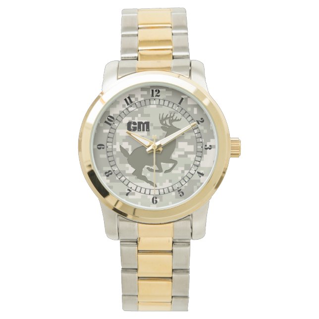 Light Storm Digital Camouflage Deer Camo Monogram Watch (Front)