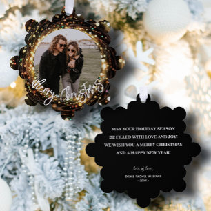 Light Strands Merry Christmas Photo Ornament Card