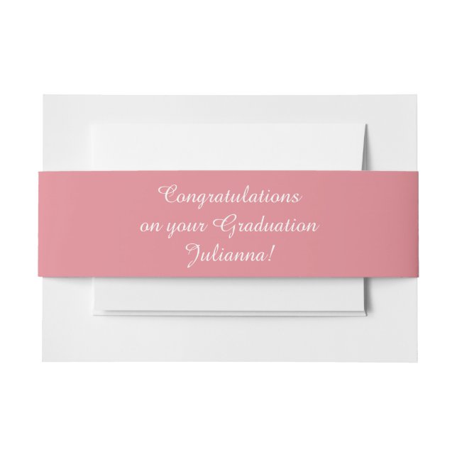 Light Strawberry Pink Customizable Invitation Belly Band (Front Example)