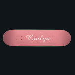 Light Strawberry Pink Customizable Skateboard<br><div class="desc">This design features customizable white text with a light strawberry pink background. Personalize with your name or any other text of your choice.</div>