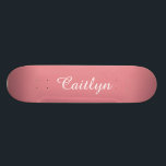 Light Strawberry Pink Customizable Skateboard<br><div class="desc">This design features customizable white text with a light strawberry pink background.  Personalize with your name or any other text of your choice.</div>