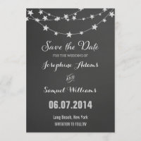 Light String Chalkboard Save The Date