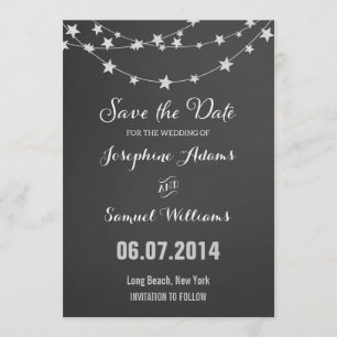 Light String Chalkboard Save The Date