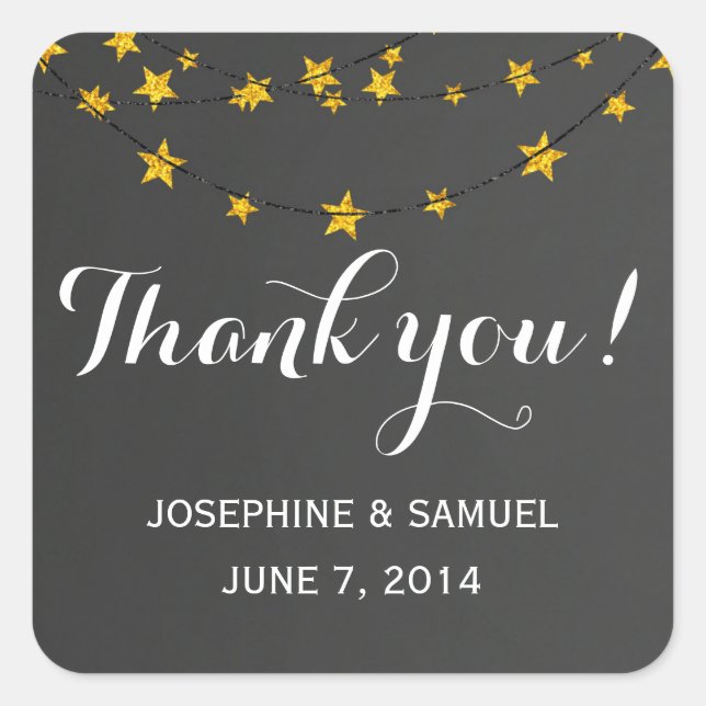 Light String Chalkboard Square Stickers (Front)
