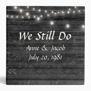 Light String on Wood Wedding Album  Binder