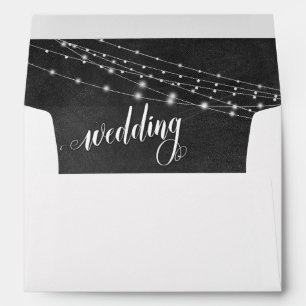 Light Strings Chalkboard Wedding Typography Envelope