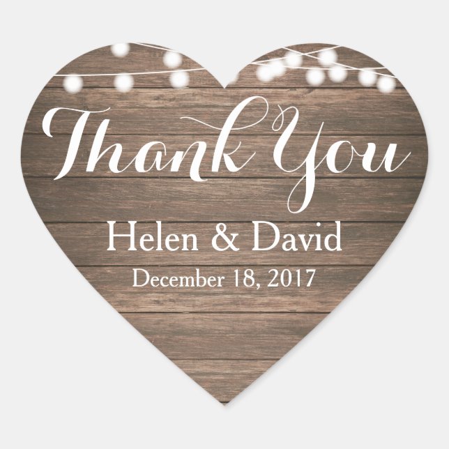 Light Strings Thank You Wedding Favour Stickers (Front)