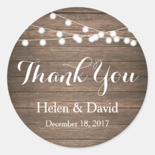 Light Strings Thank You Wedding Favour Stickers