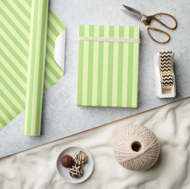 Light Summer Lime Pastel Green Ombre Stripes Wrapping Paper (Crafts)