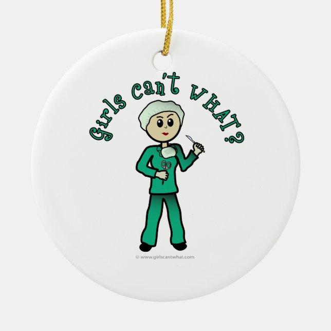 Light Surgeon Girl Ceramic Ornament (Front)