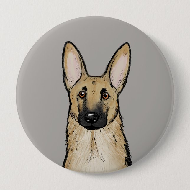 Light Tan and Black German Shepherd Dog | Pet Art 4 Inch Round Button (Front)