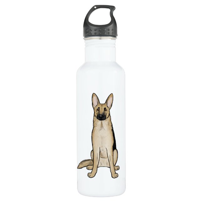 Light Tan and Black German Shepherd Dog | Pet Art 710 Ml Water Bottle (Front)