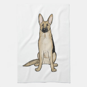 Light Tan and Black German Shepherd Dog   Pet Art Kitchen Towel