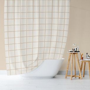 Light Tan Beige Grid Chequered Neutral Minimalist