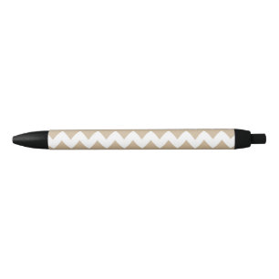 Light Tan Retro Colourful Modern Chevron ZigZag Black Ink Pen