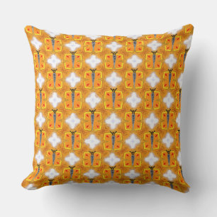 Light Tangerine Gray Butterfly Throw Pillow