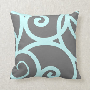 Light teal and gray abstract pattern pillow