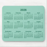 Light Teal and Hunter Green 2026 Calendar Mouse Pad<br><div class="desc">Looking for a sleek and stylish way to keep track of your days? Check out this light teal and dark or hunter green 2026 calendar mousepad! It makes a great gift for anyone who loves to stay organized. Plus, it's a great way to show off your personality and make your...</div>