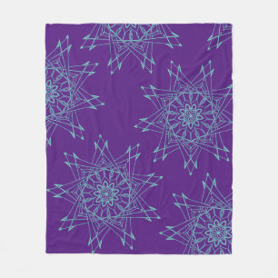 Light Teal and Purple Sharp Mandala Fleece Blanket