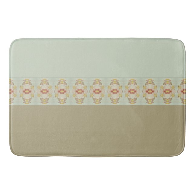 Light Teal And Taupe Bath Mat (Front)