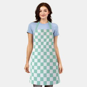 Light Teal and White Chequered Apron