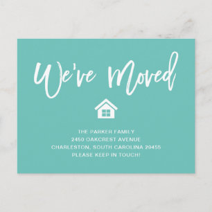 Light Teal and White Moving Announcement Postcard