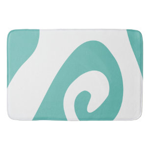 Light Teal and White Swirl Wave Bath Mat