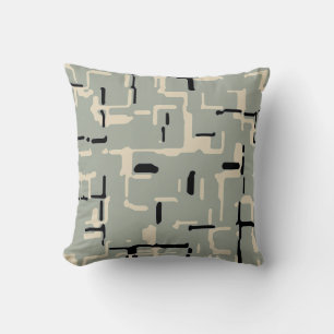 Light Teal Black Beige Modern Throw Pillow