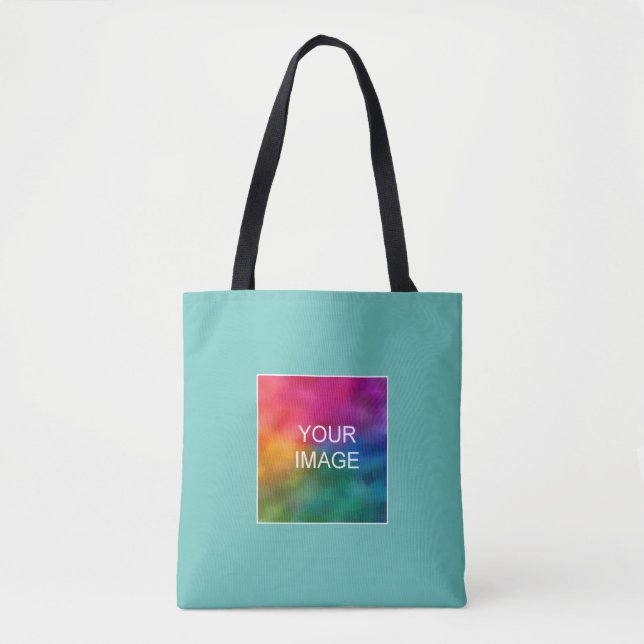 Light Teal Carissma Add Your Photo Here Custom Tote Bag (Front)