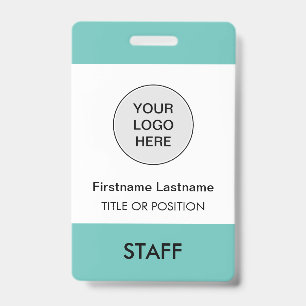 Light Teal Company Logo Employee Name Badge