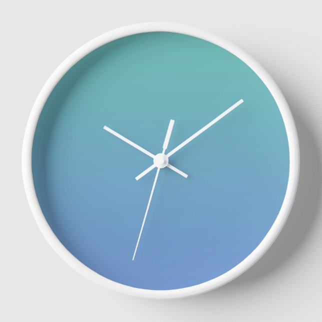 Light Teal Cornflower Blue Ombre Clock (Front)