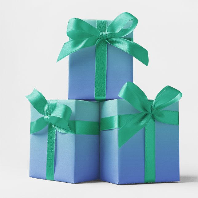 Light Teal Cornflower Blue Ombre Wrapping Paper Sheet (Light Teal Cornflower Blue Gradient Gift Wrap)