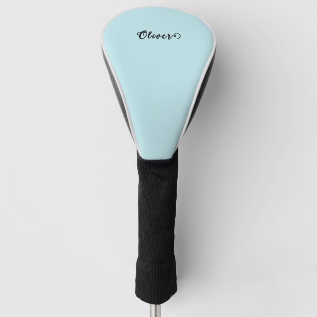 Light Teal Elegant Script Monogram Name Golf Head Cover (Front)