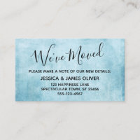 Light Teal Grunge "We've Moved" Enclosure Card