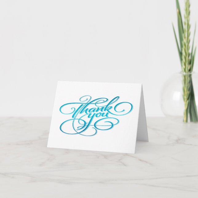 Light Teal Hand Lettered Thank You Note Card (Front)