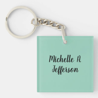 Light Teal Handwriting Creative Trendy Name Keychain