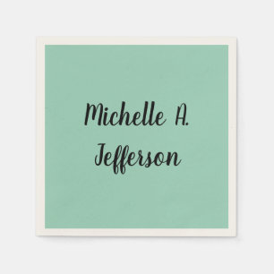 Light Teal Handwriting Creative Trendy Name Napkin