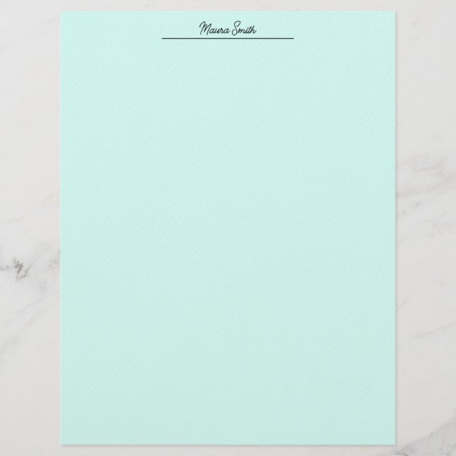 Light Teal minimalist custom name Letterhead (Front)