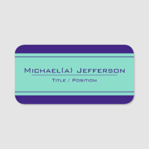 Light Teal & Navy Dark Blue Soothing And Striking Name Tag