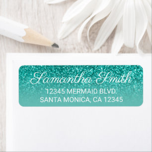 Light Teal Ombre Glitter Personalized
