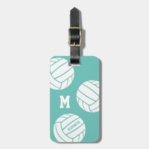 light teal or ANY colour monogrammed volleyball Luggage Tag