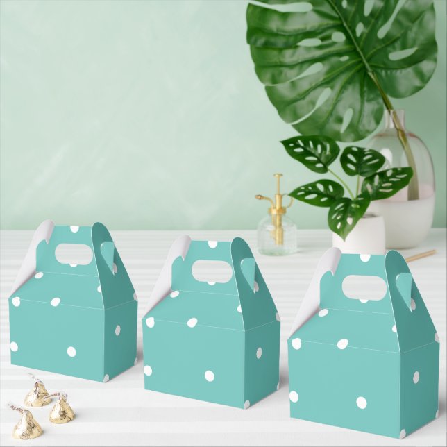 Light Teal Polka Dot Random Pattern Favor Box (Multiple)